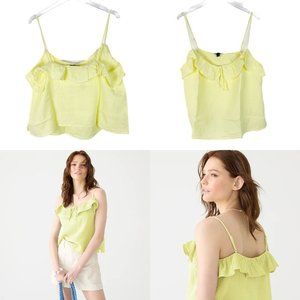 J Crew Soft Gauze Cami M Yellow Camisole Top Ruffle & Tie Flutter Fairy Core NEW
